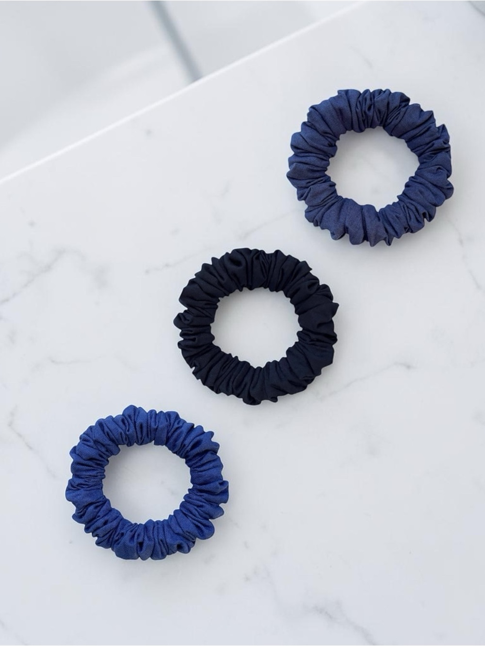 Set of 3 Cotton Scrunchies - Navy, Marine & Royal